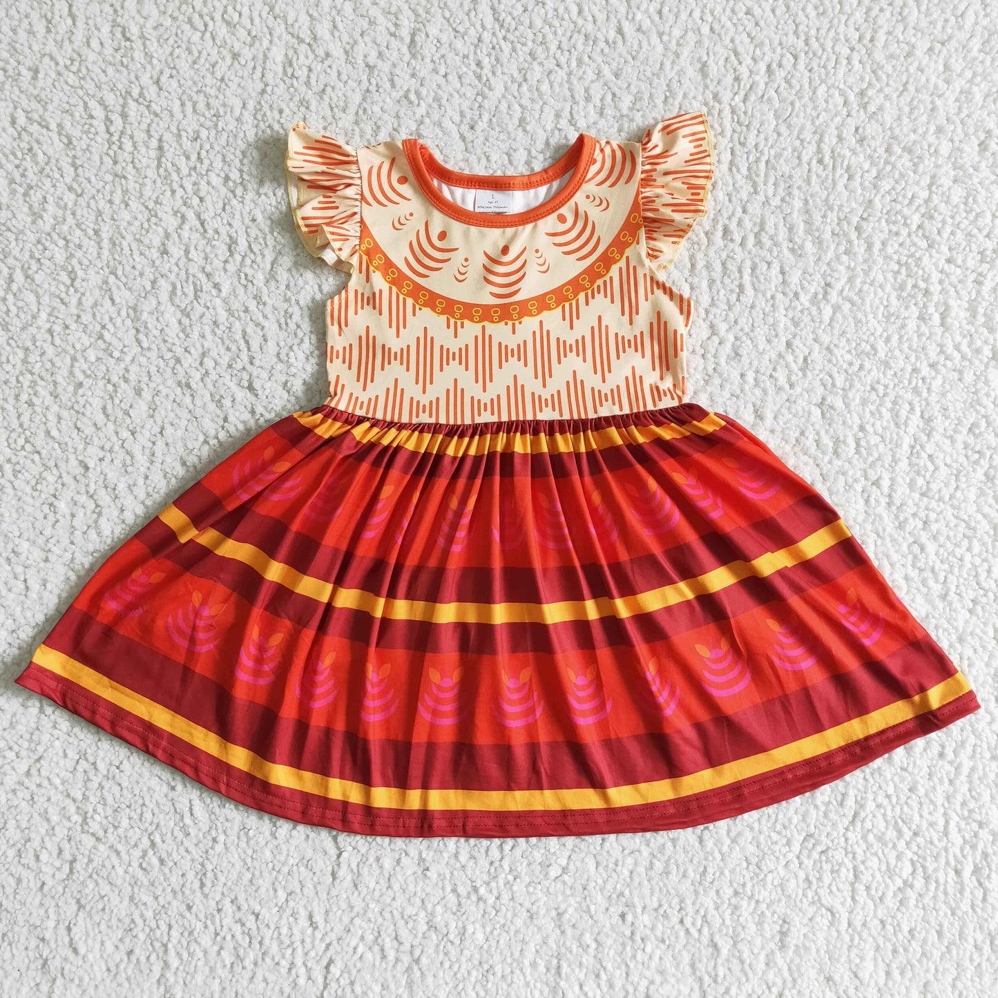 Flutter sleeve red stripe girls twirl summer dresses
