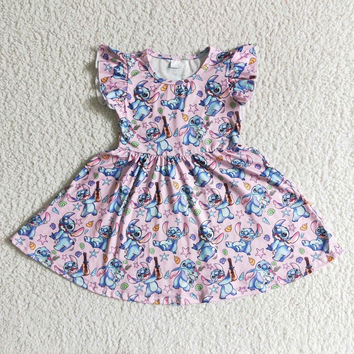 Flutter sleeve cute koala print baby girls summer twirl dresses