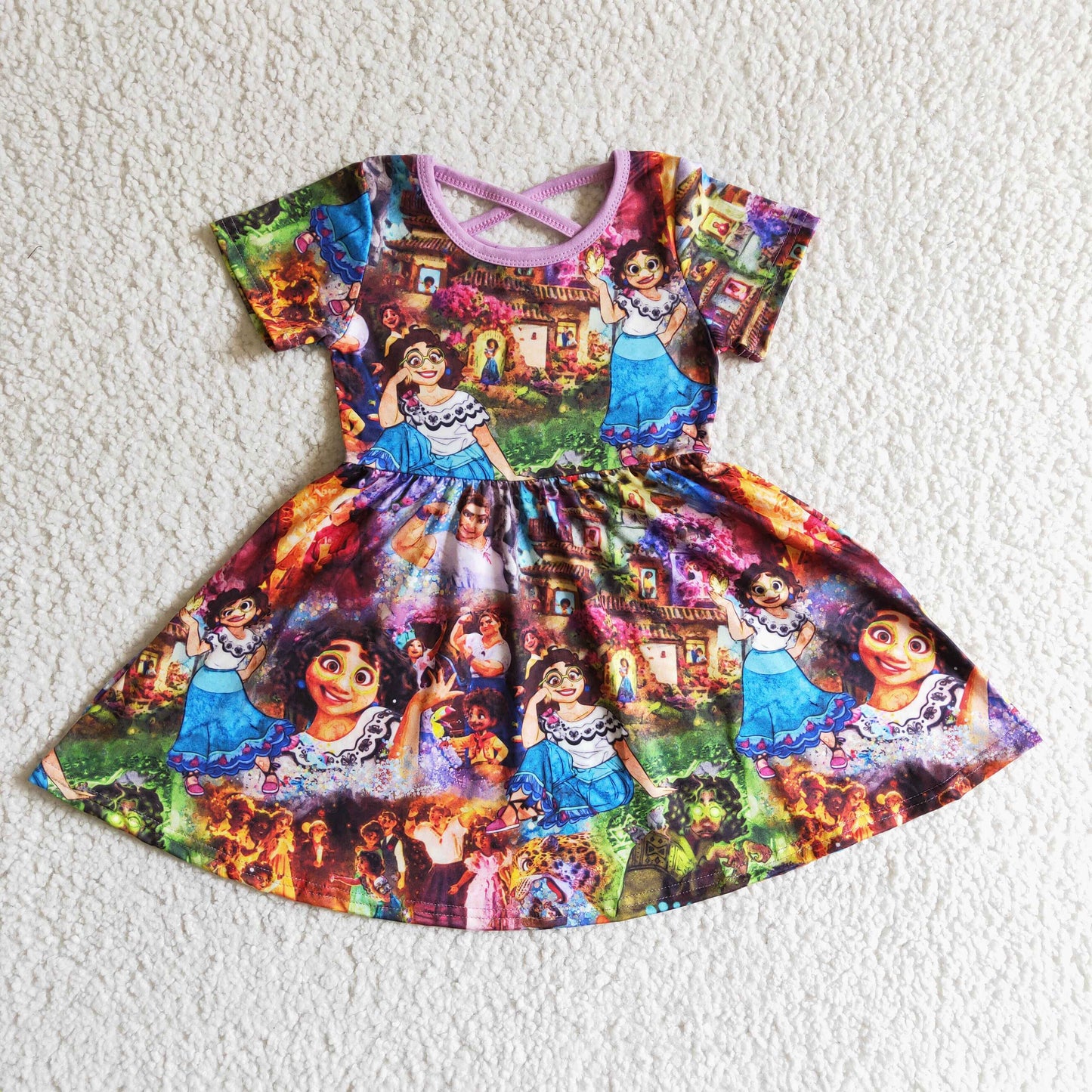 Short sleeve cute magic baby girls twirl summer dresses