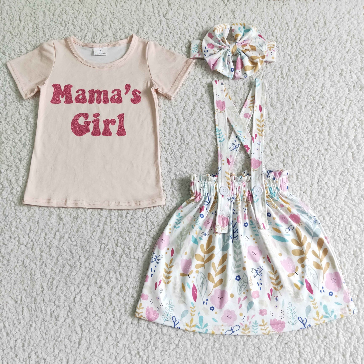 Mama's girl suspender floral skirt kids girls outfits