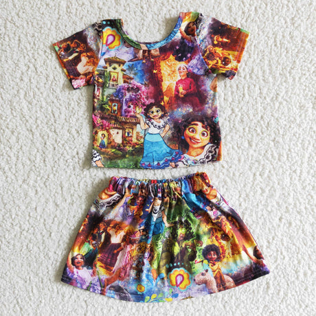 Short sleeve magic shirt skirt cute baby girls clothing
