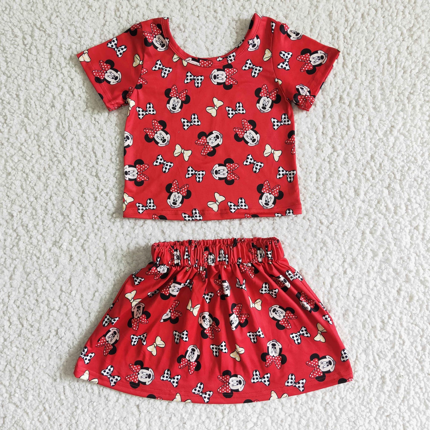 Red short sleeve mouse shirt skirt cute girls outfits