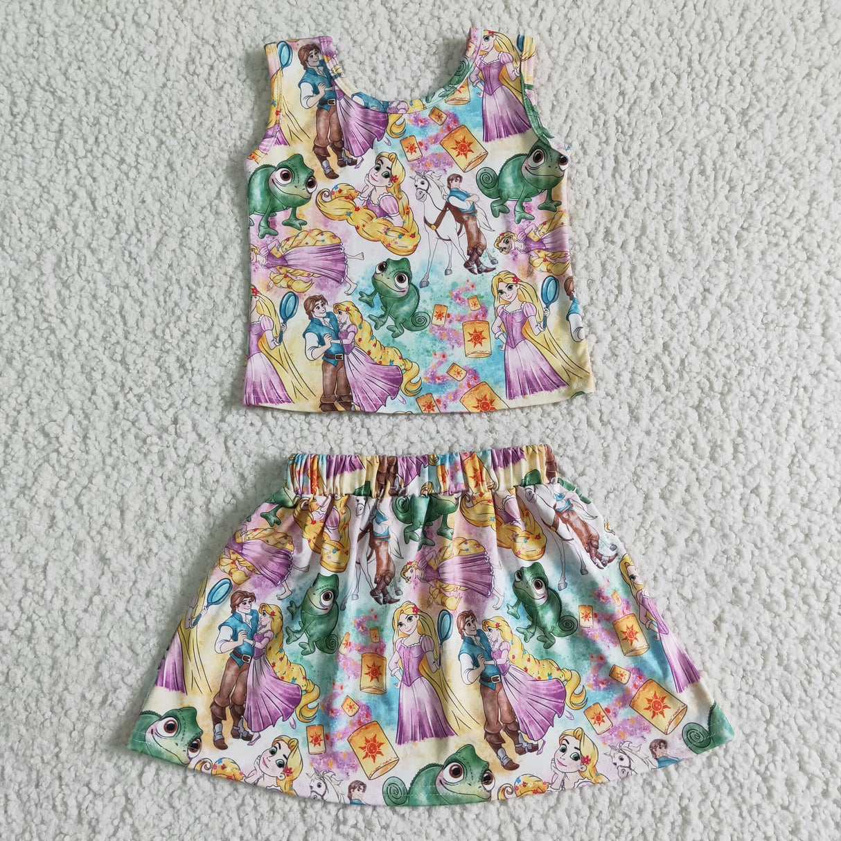 Sleeveless princess shirt skirt cute baby girls summer clothes