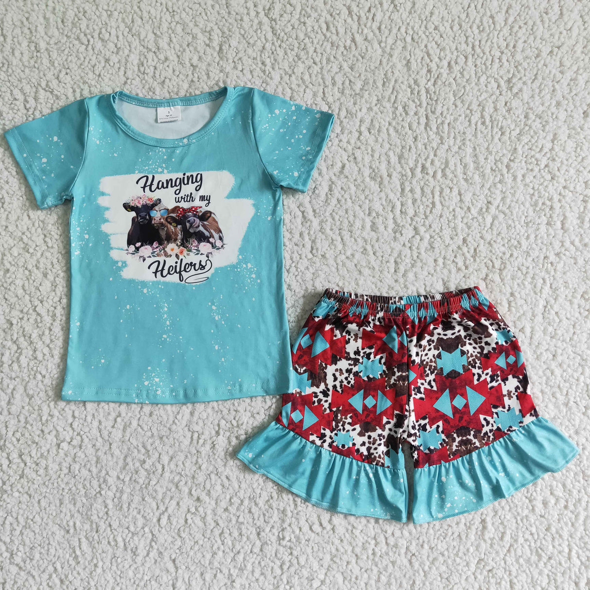Hanging with my heifers shirt cow print shorts girls clothes