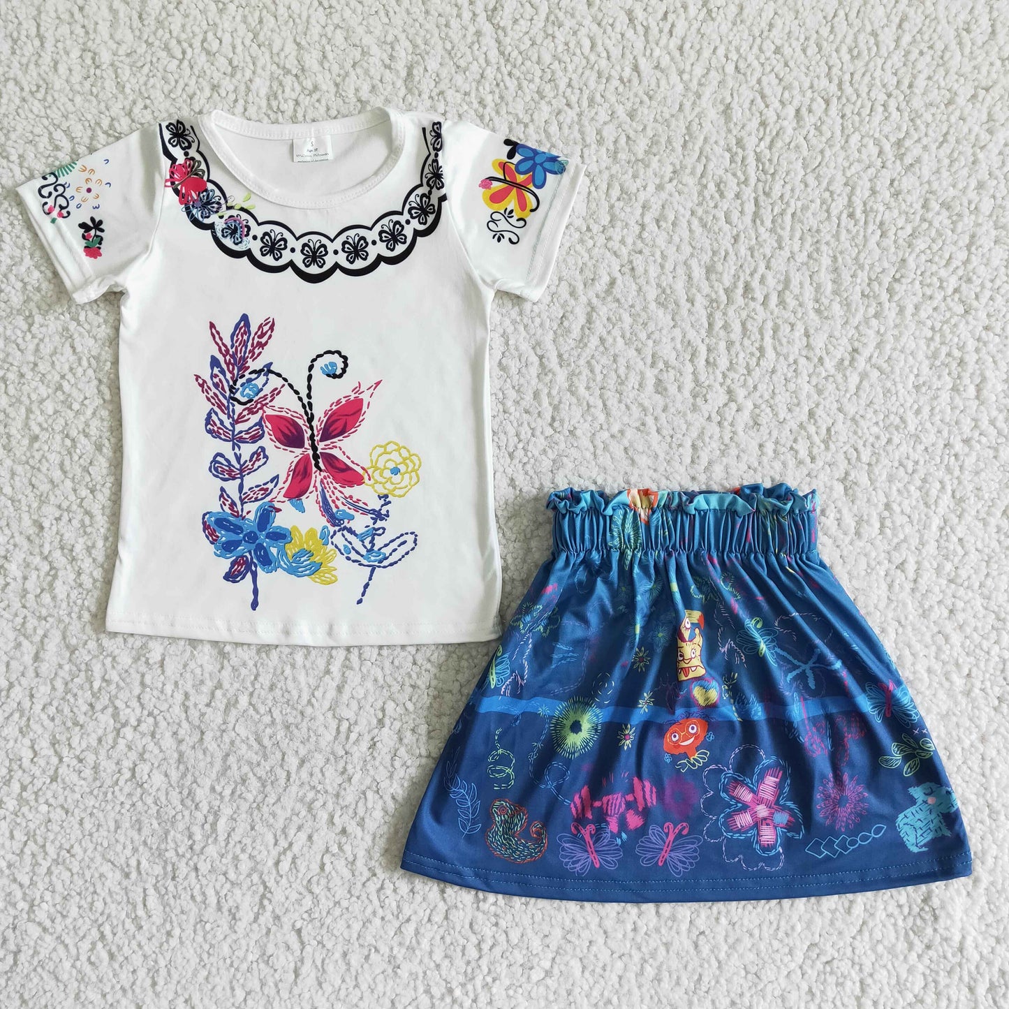 Cute magic print short sleeve shirt skirt baby girls summer outfits