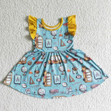 Flutter sleeve kids girls back to school twirl dresses
