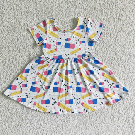 Short sleeve pencil baby girls back to school dresses