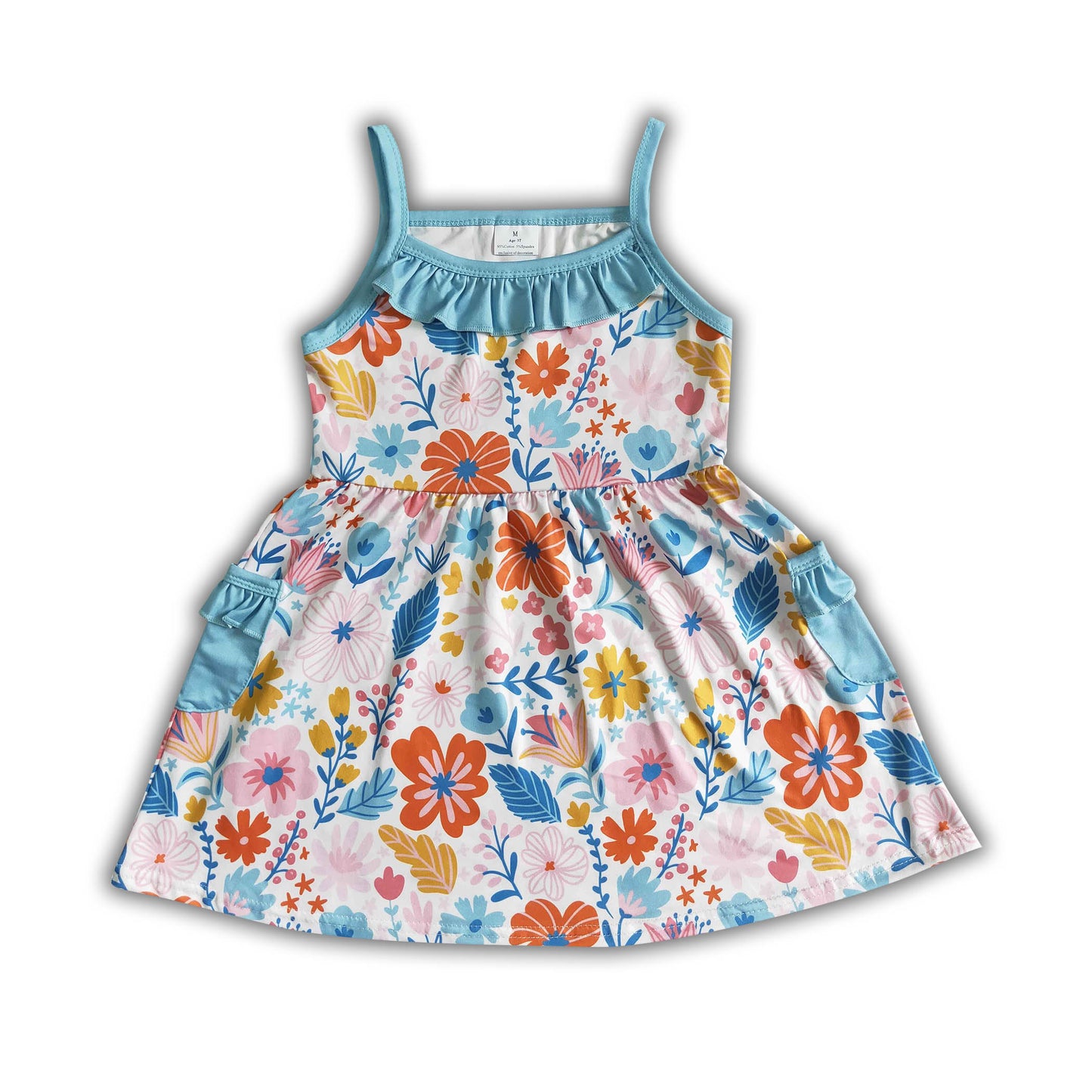 Sleeveless floral pocket baby girls summer dress