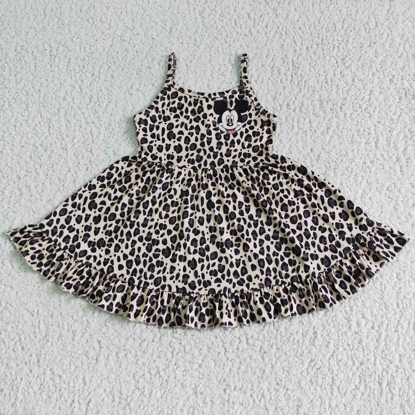 Leopard sleeveless kids girls summer dresses