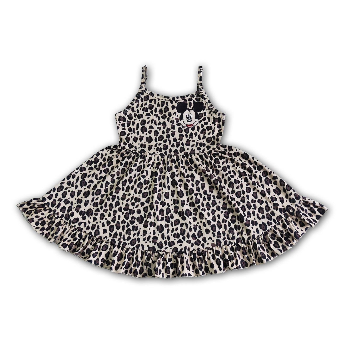 Leopard sleeveless kids girls summer dresses