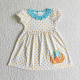 Short sleeve polka dots pumpkin kids girls fall dresses