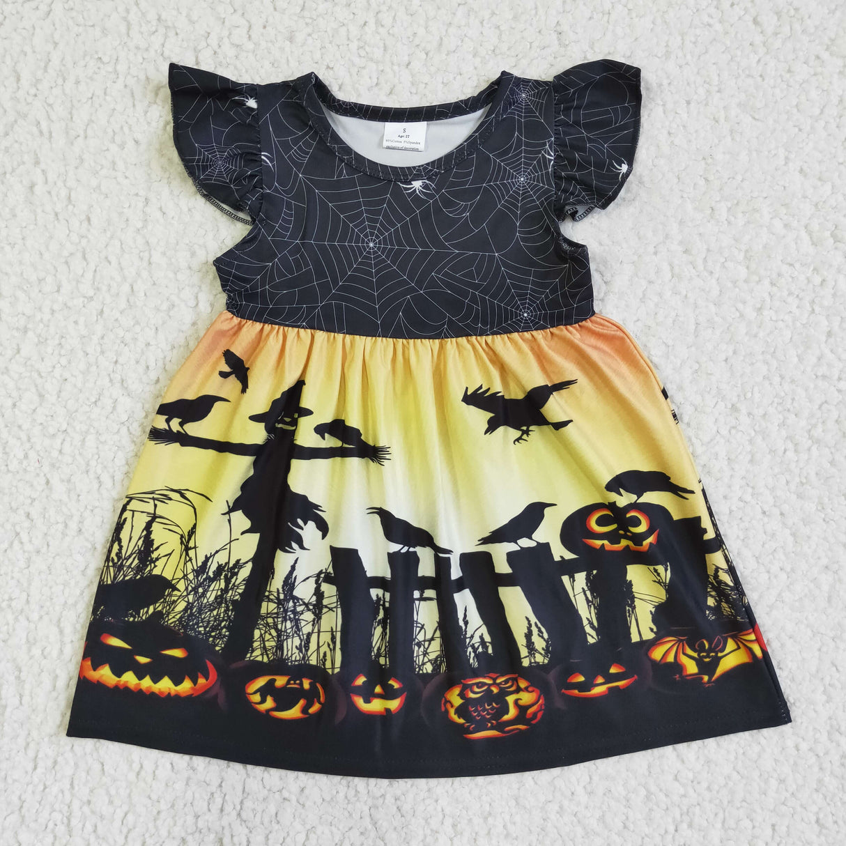 Pumpkin bat spiderweb girls Halloween dress