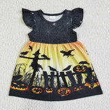 Pumpkin bat spiderweb girls Halloween dress
