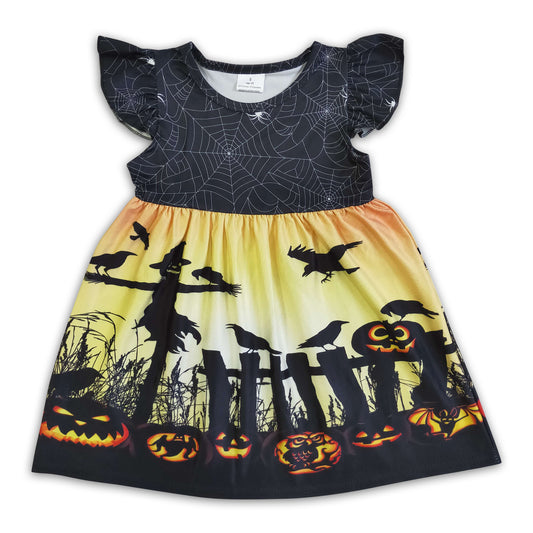 Pumpkin bat spiderweb girls Halloween dress