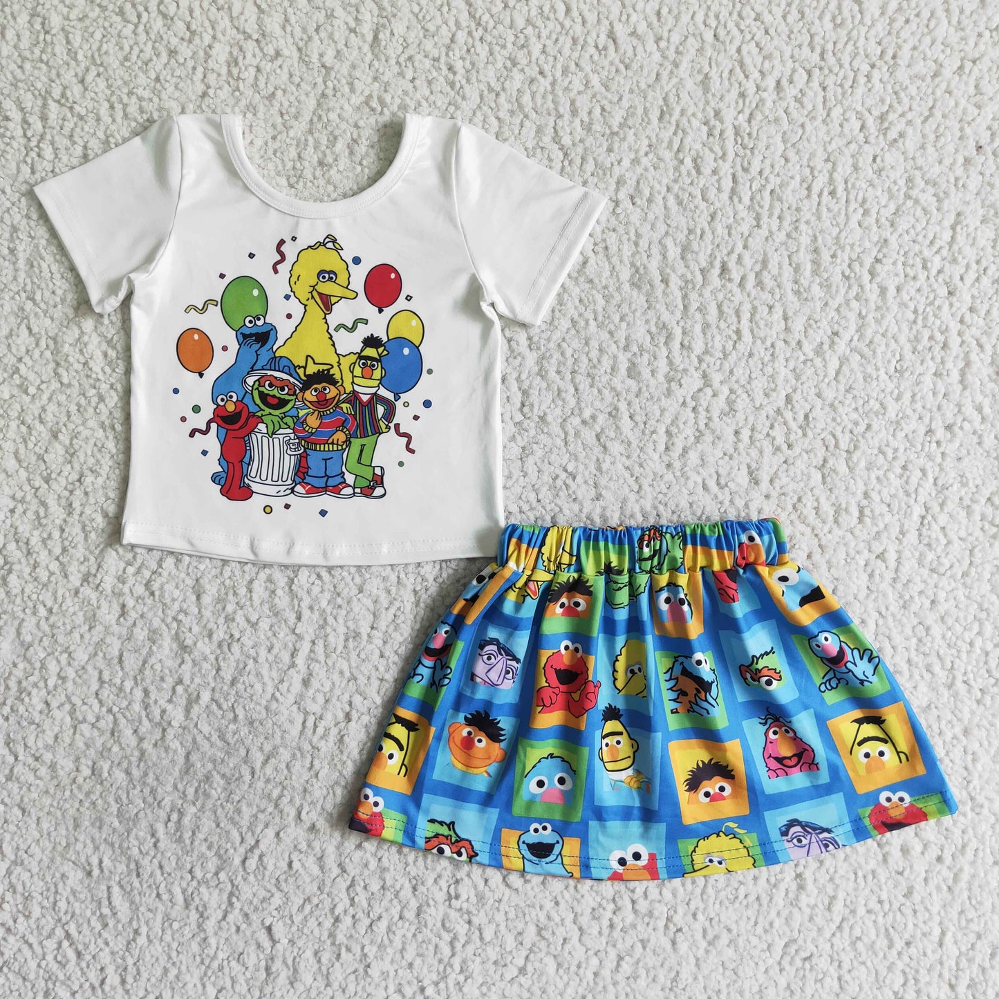 Balloon cute shirt match skirt girls set