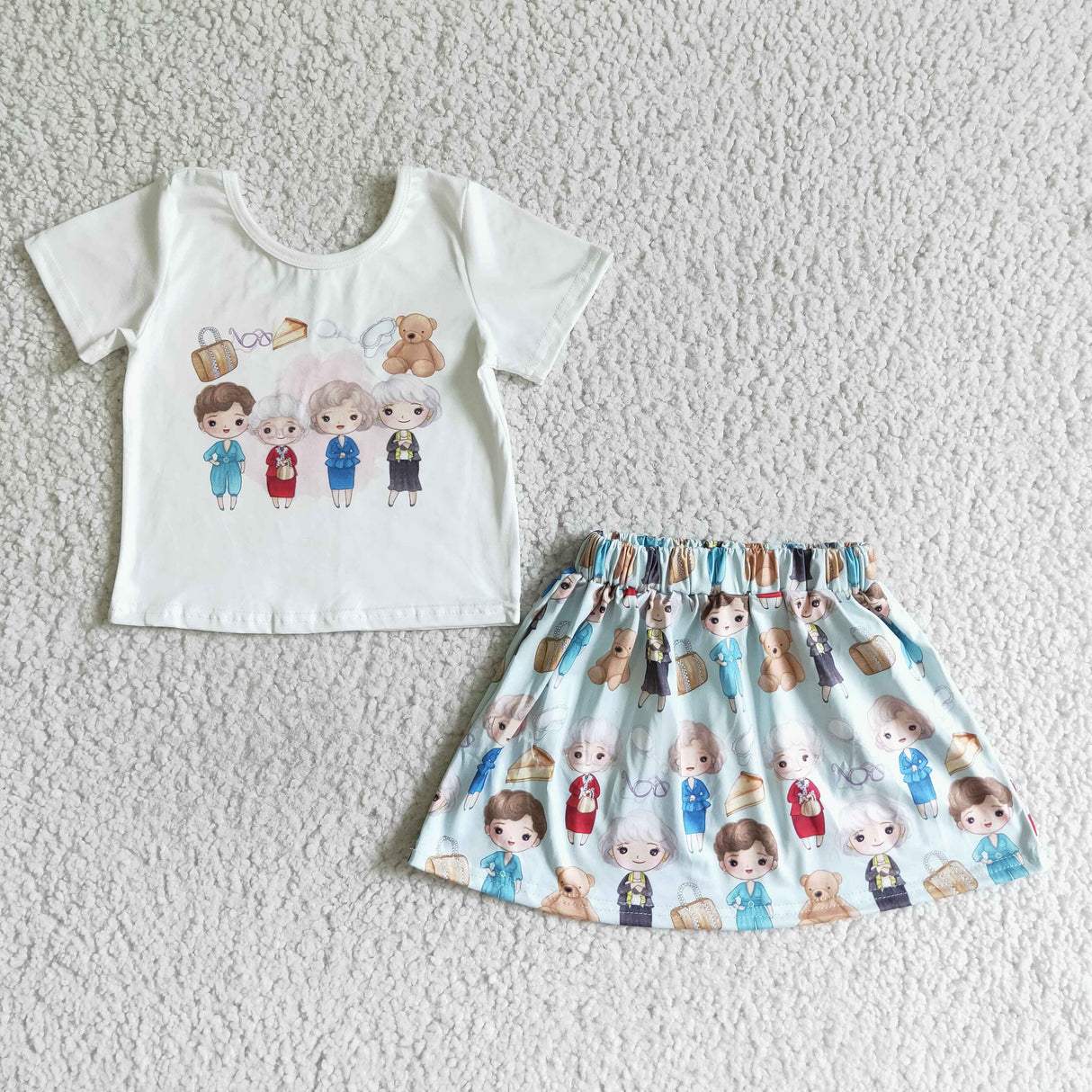 Friends white shirt skirt girls boutique outfits