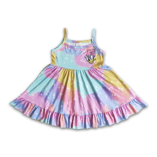 Tie dye sleeveless duck cute baby girls dress