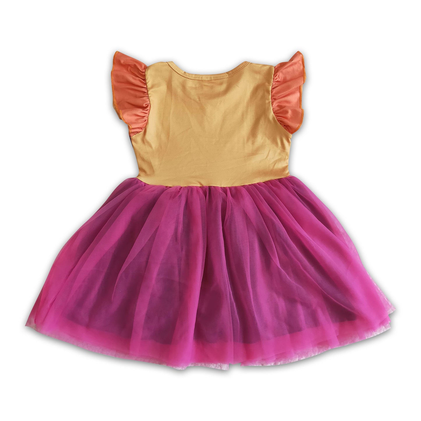Flutter sleeve solid tulle girls witches Halloween dresses