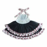 Backless sleeveless bow tulle ruffle girls Halloween dresses