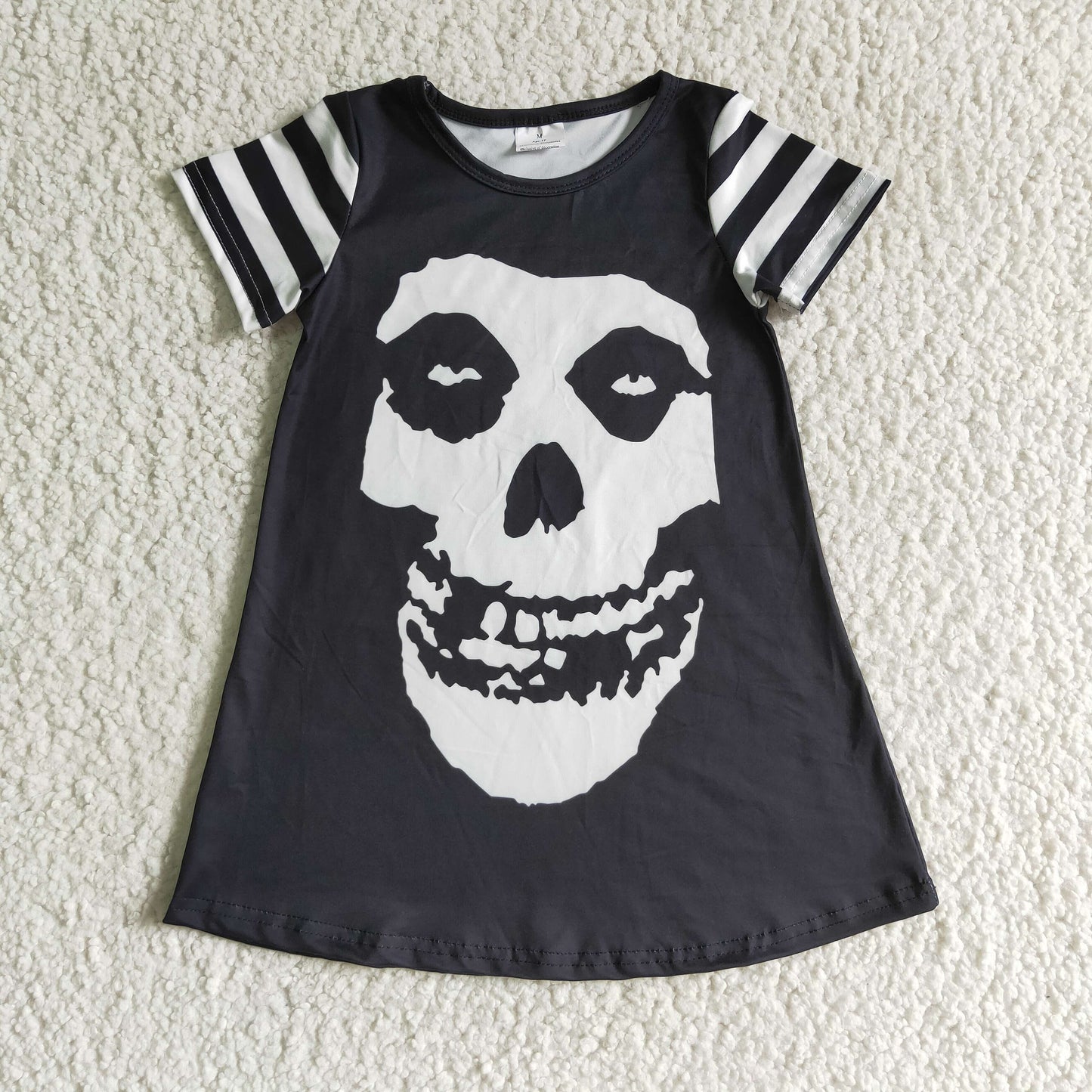 Skull print short sleeve stripe girls Halloween dresses