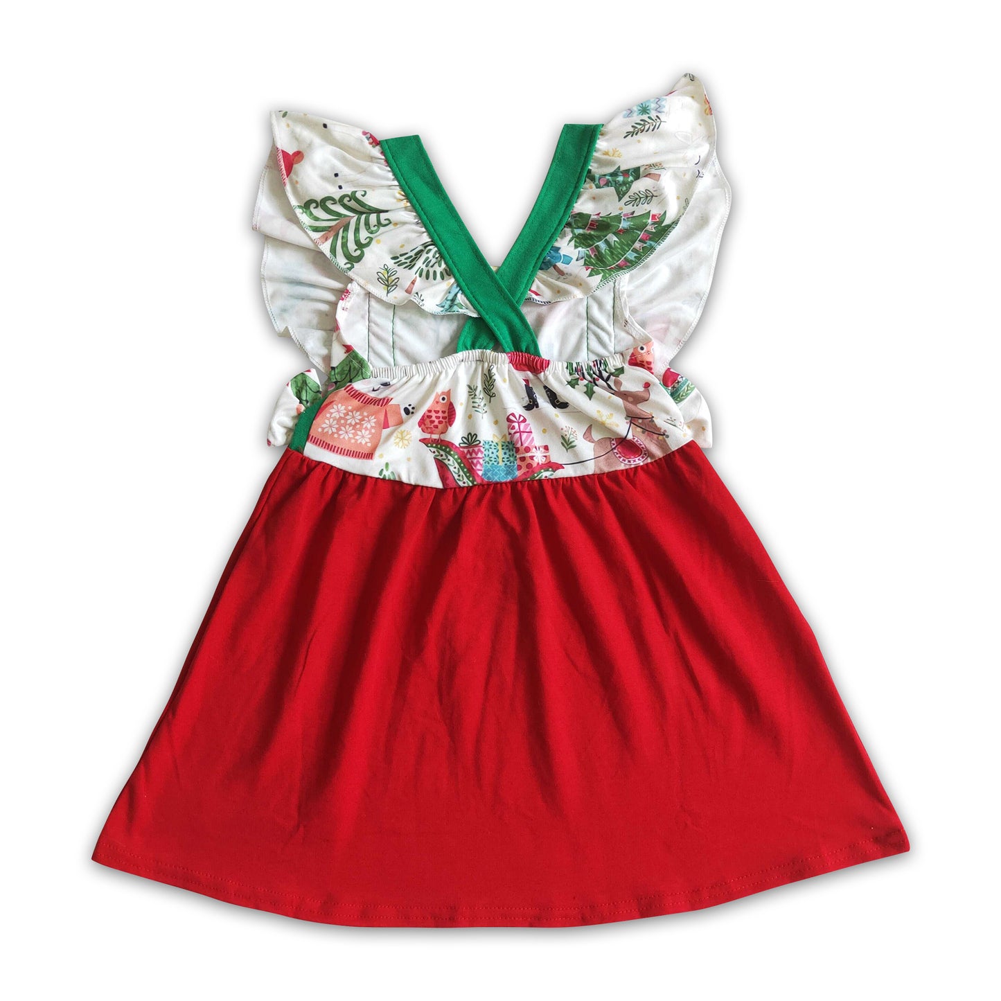 Santa reindeer sleeveless kids Christmas dress