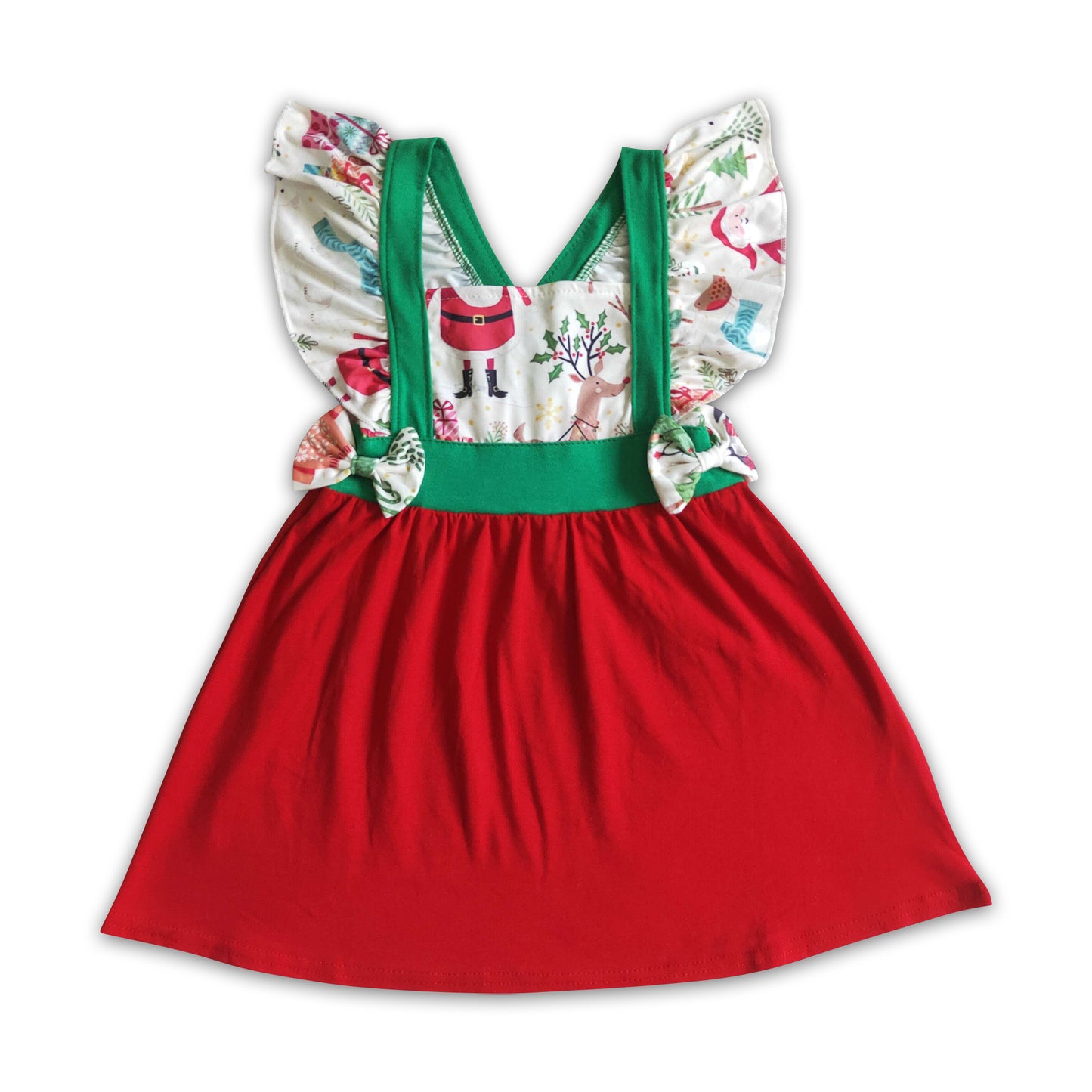 Santa reindeer sleeveless kids Christmas dress