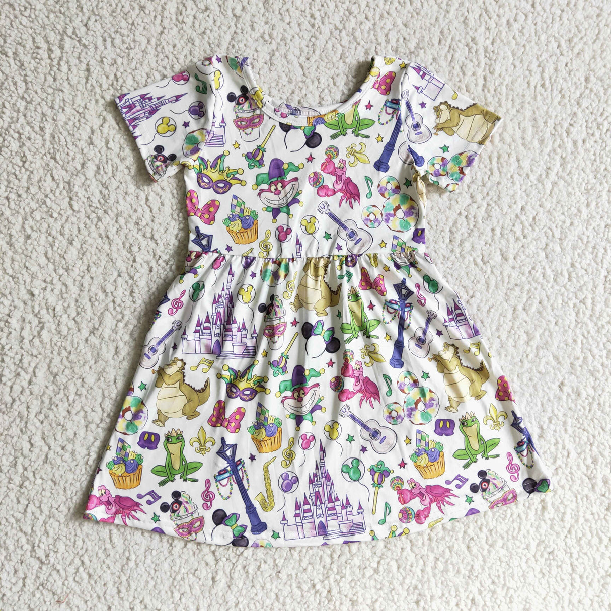 Mouse castle short sleeves girls Mardi gras dresses