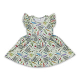 Daddy's fishing buddy flutter sleeves girls twirl dress