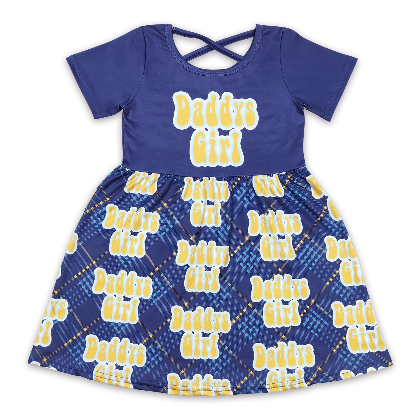 Short sleeves blue Daddy's girl summer dresses