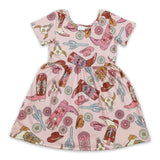 Short sleeves boots hat cactus cow girls western dresses