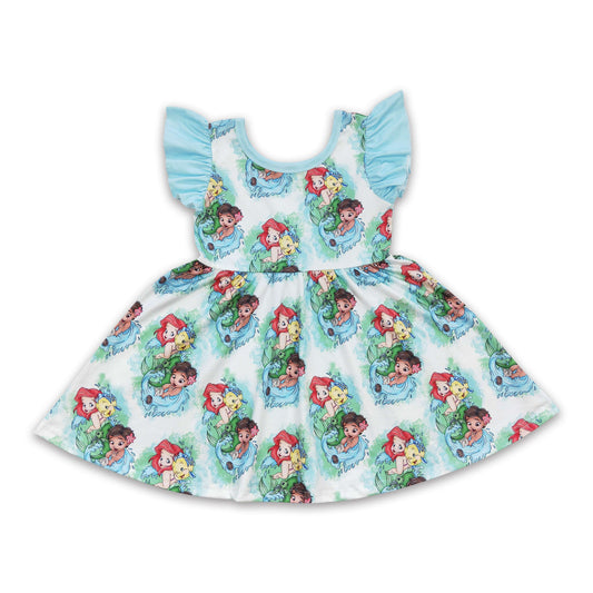 Flutter sleeves fish cute princess baby girls dresses