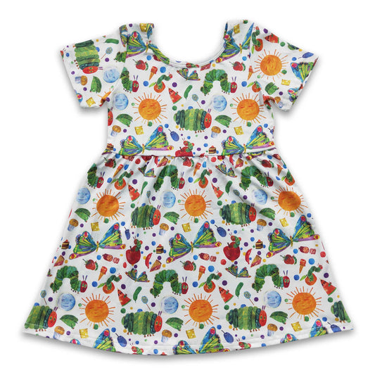 Caterpillar short sleeves baby girls summer dresses