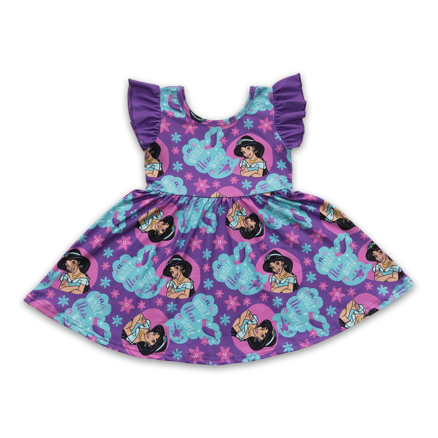 Whole new world flutter sleeves princess baby girls dresses