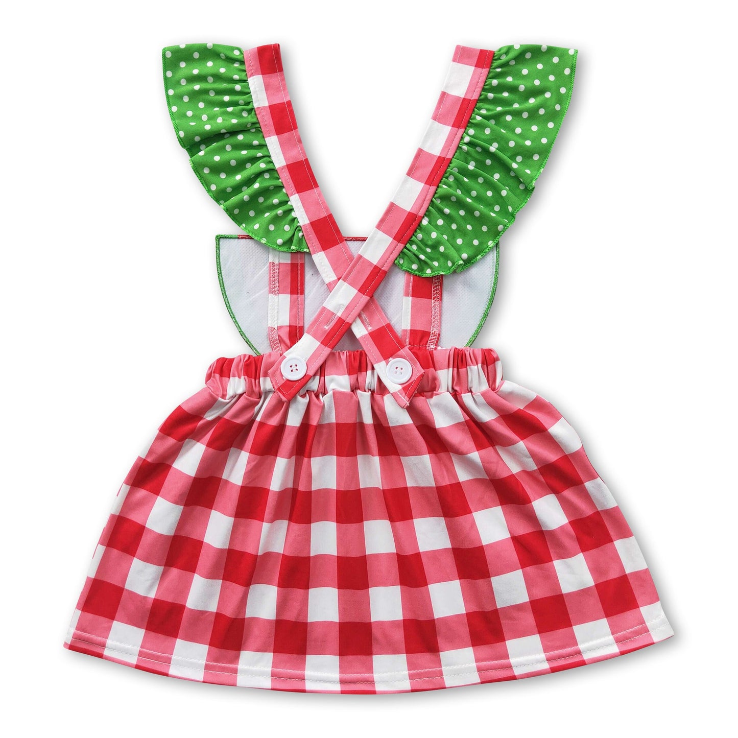 Watermelon embroidery plaid girls summer dress