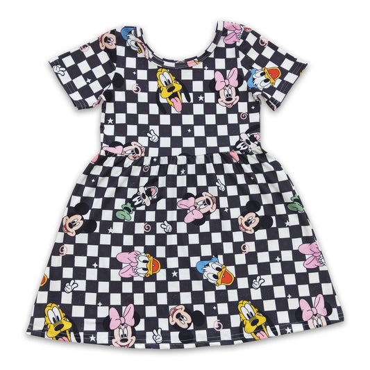 Short sleeves plaid mouse baby girls summer dress