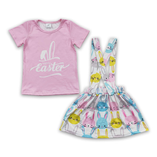 Happy easter bunny skirt baby girls clothing set