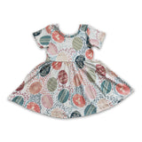 Short sleeves eggs print baby girls easter dress