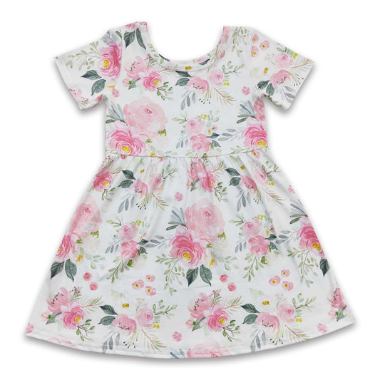 Short sleeves flower baby girls spring summer dress