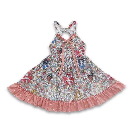 Sleeveless princess floral cute baby girls summer dresses