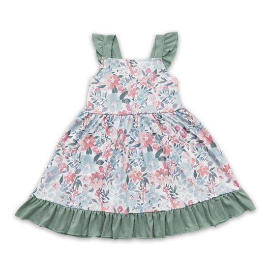 Flutter sleeves floral baby girls sping summer dress