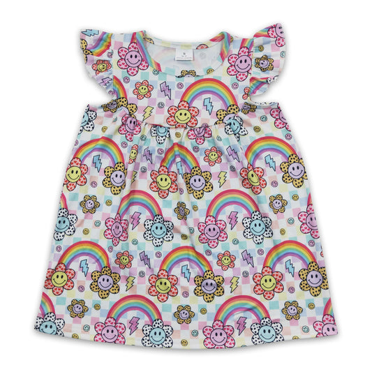 Rainbow sun flower baby girls boho dresses