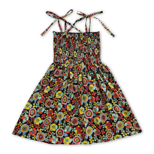 Suspenders floral kids girls summer dress