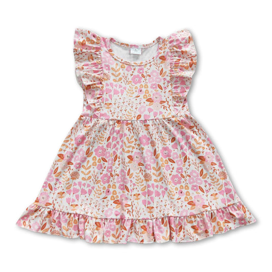 Flutter sleeves floral baby girls summer dresses