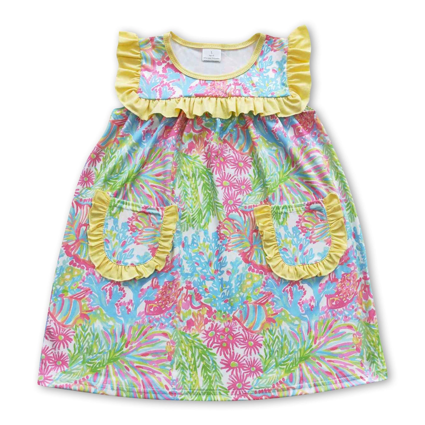 Colorful sleeveless pocket girls summer dresses