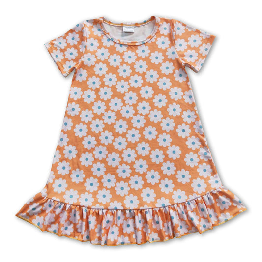 Short sleeves floral baby girls summer dresses