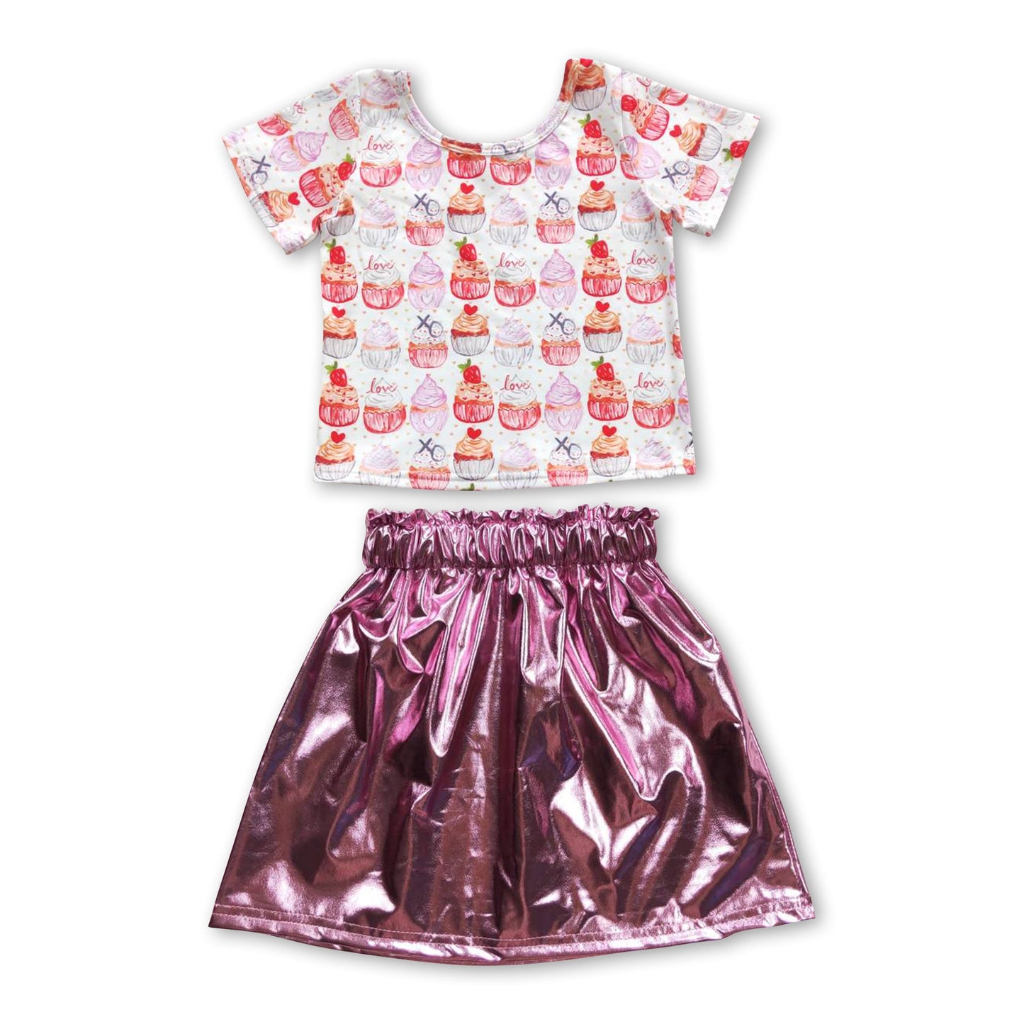 Cupcake love shirt leather skirt girls Valentine's outfits