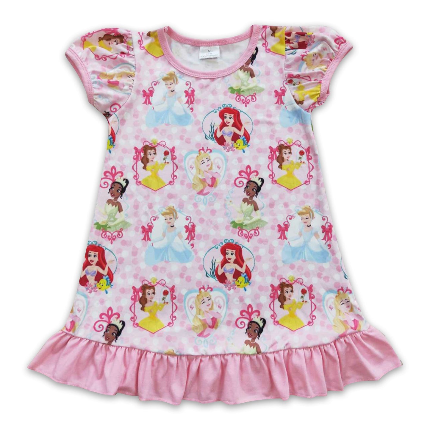 Polka dots short sleeves princess baby girls dress