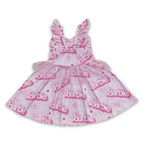 Pink tulle flutter sleeves party girls dresses