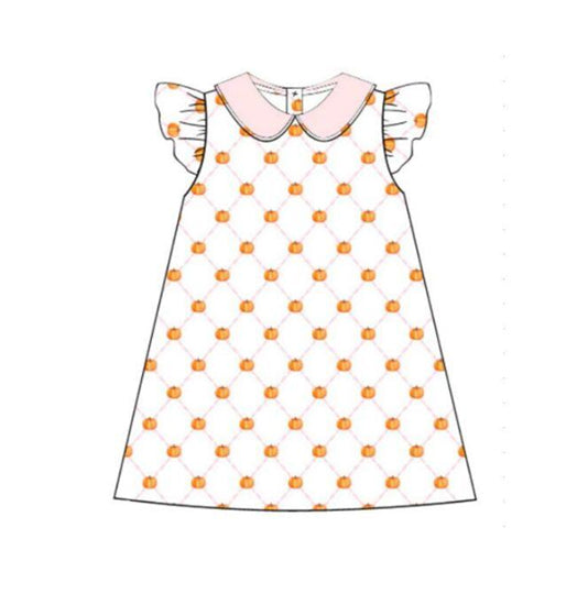 Flutter sleeves pumpkin baby girls fall dresses