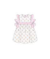Pink flutter sleeves rabbit floral baby girls easter dress